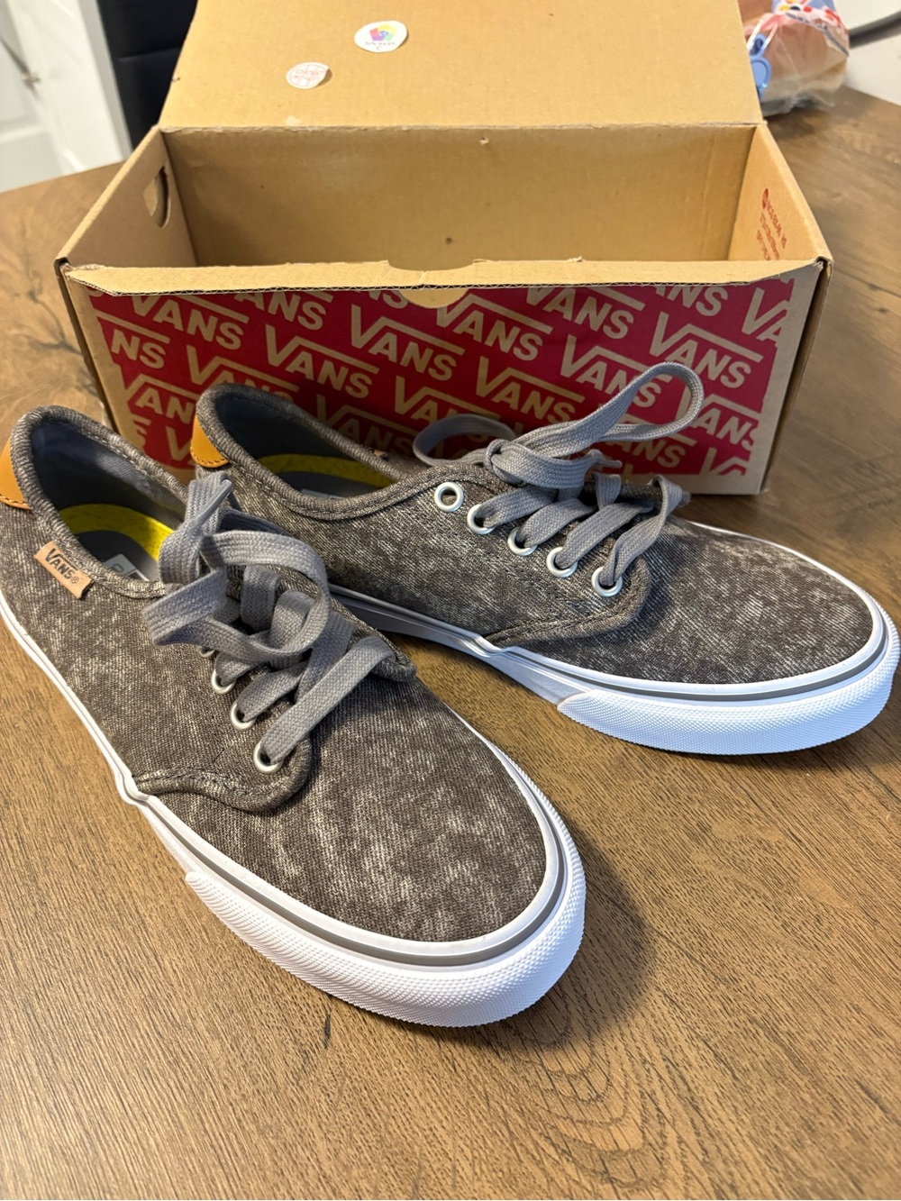 Vans Gray Canvas Low-Top Sneakers with White Sole